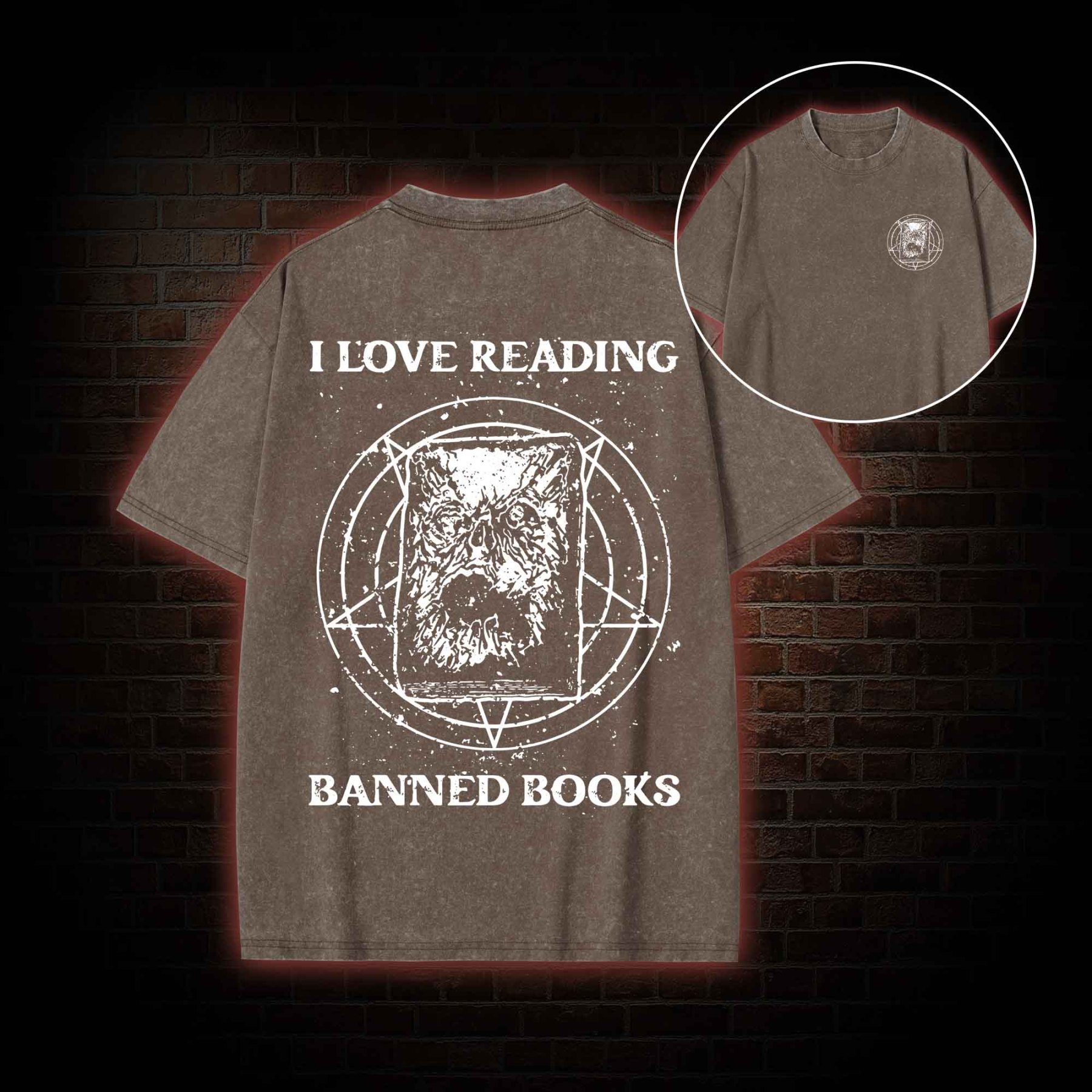 Evil Reader  Back Print Washed T-shirt