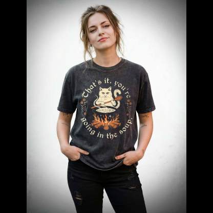 Weird Medieval Cat Washed T-shirt