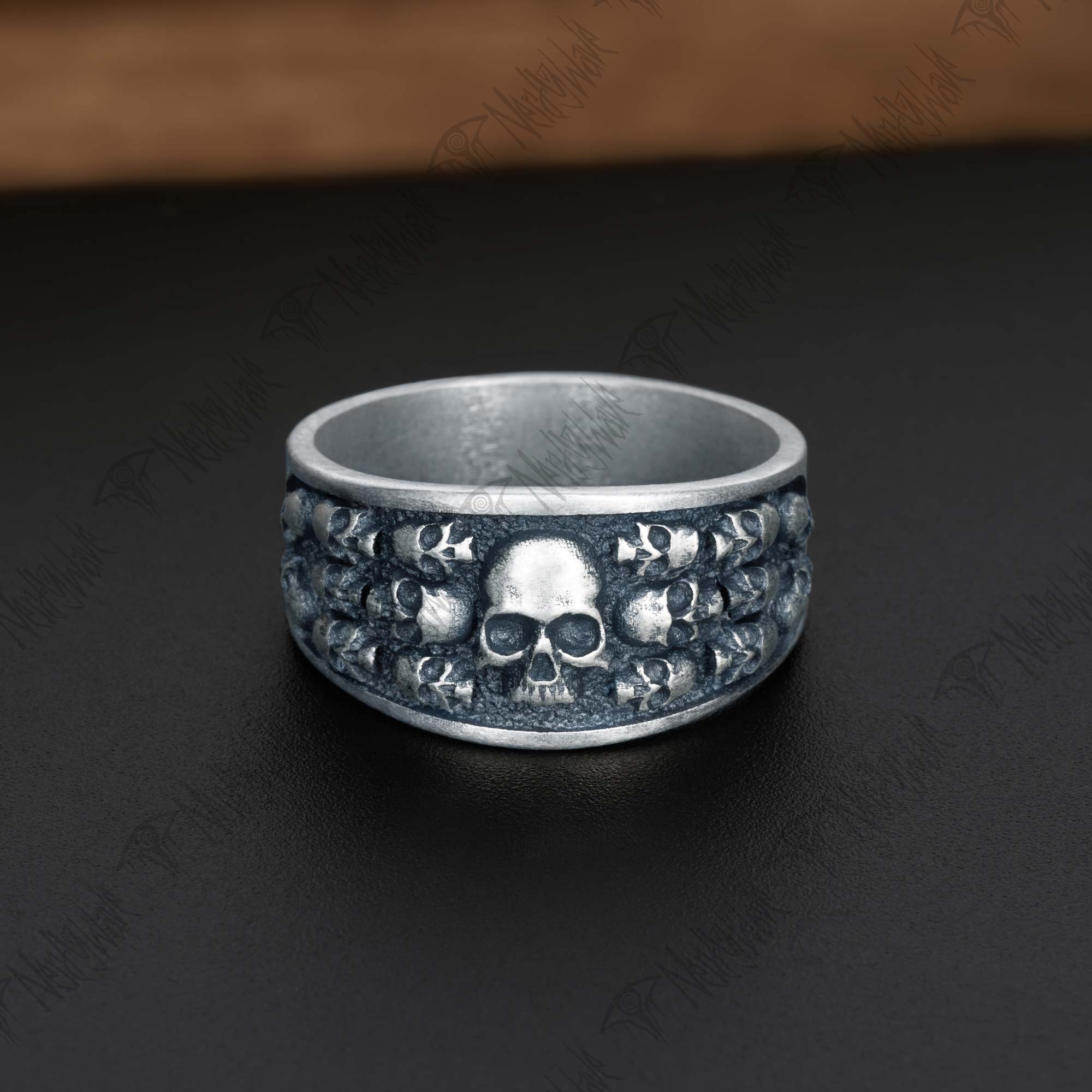 Vintage Skulls Silver Band Ring