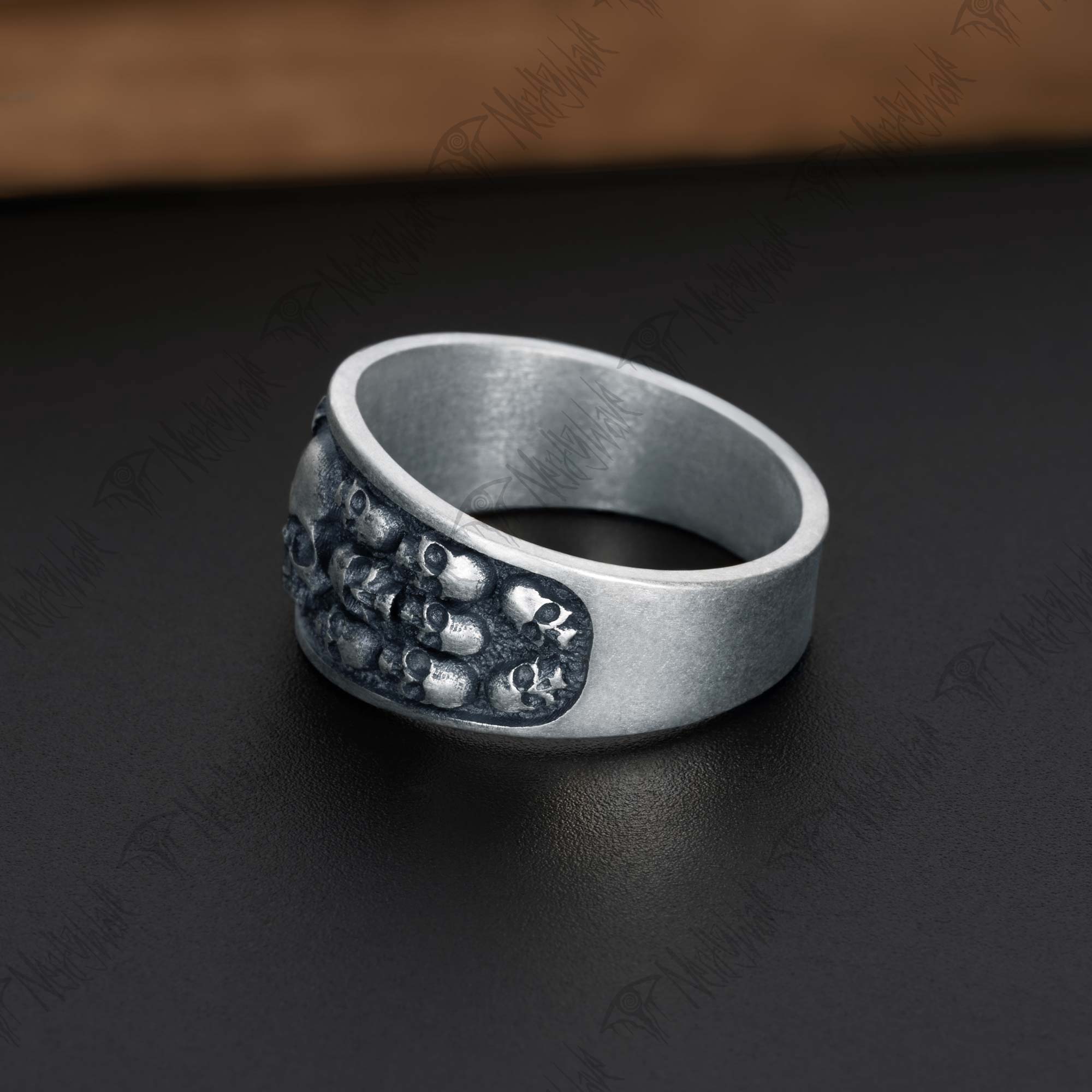 Vintage Skulls Silver Band Ring