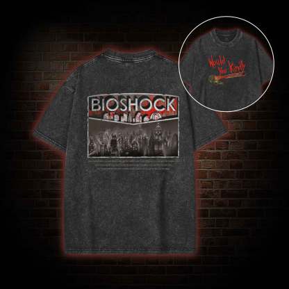 Would You Kindly Back Print Washed T-shirt