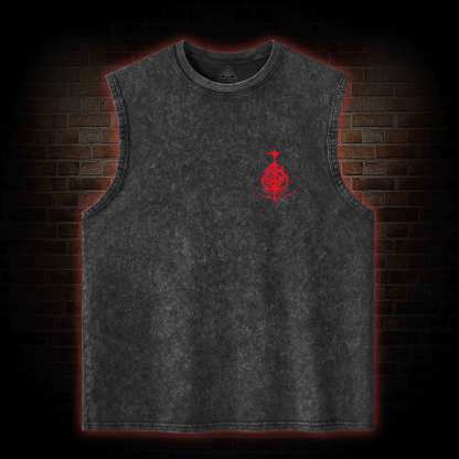 Battle Festival Back Print Washed Tank Top
