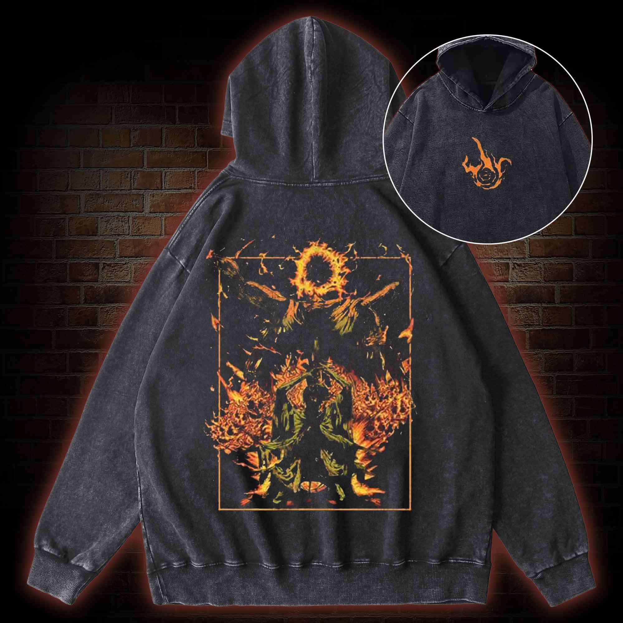 Forgive Me Back Print Washed Hoodie