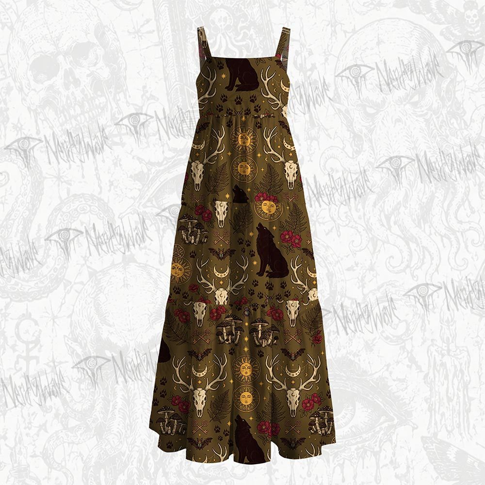 246Witchy Lunar Serpent Wildflower Wide Straps Maxi Dress