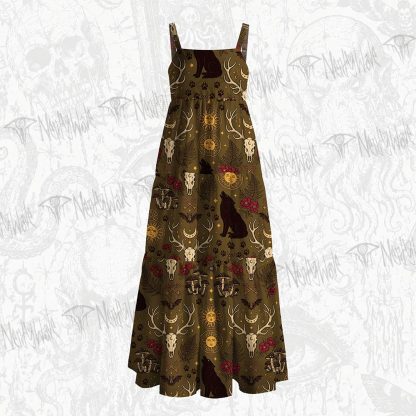 246Witchy Lunar Serpent Wildflower Wide Straps Maxi Dress