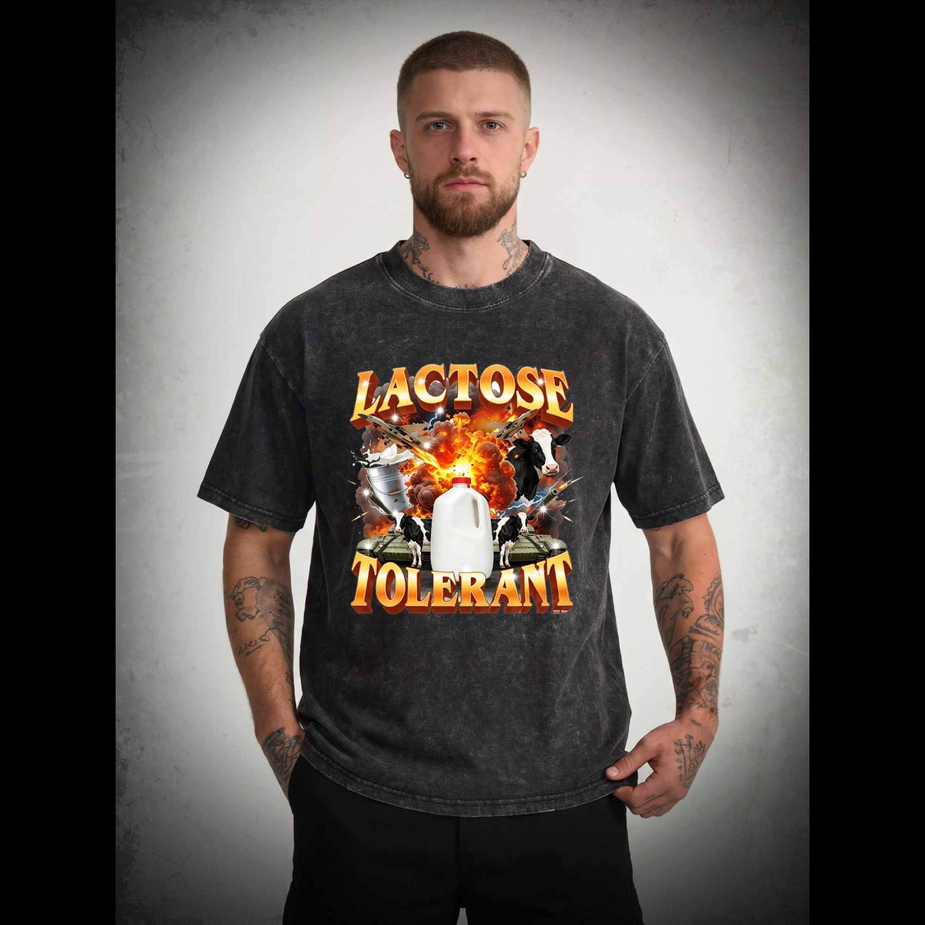 Lactose Tolerant Vintage Graphic Washed T-shirt
