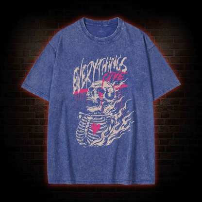 Everything's Fine Skeleton Washed T-shirt