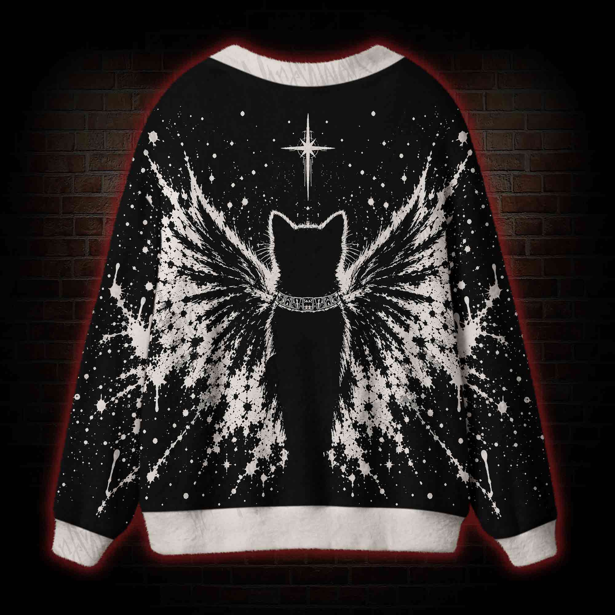 Cosmic Black Cat Cardigan Sweater