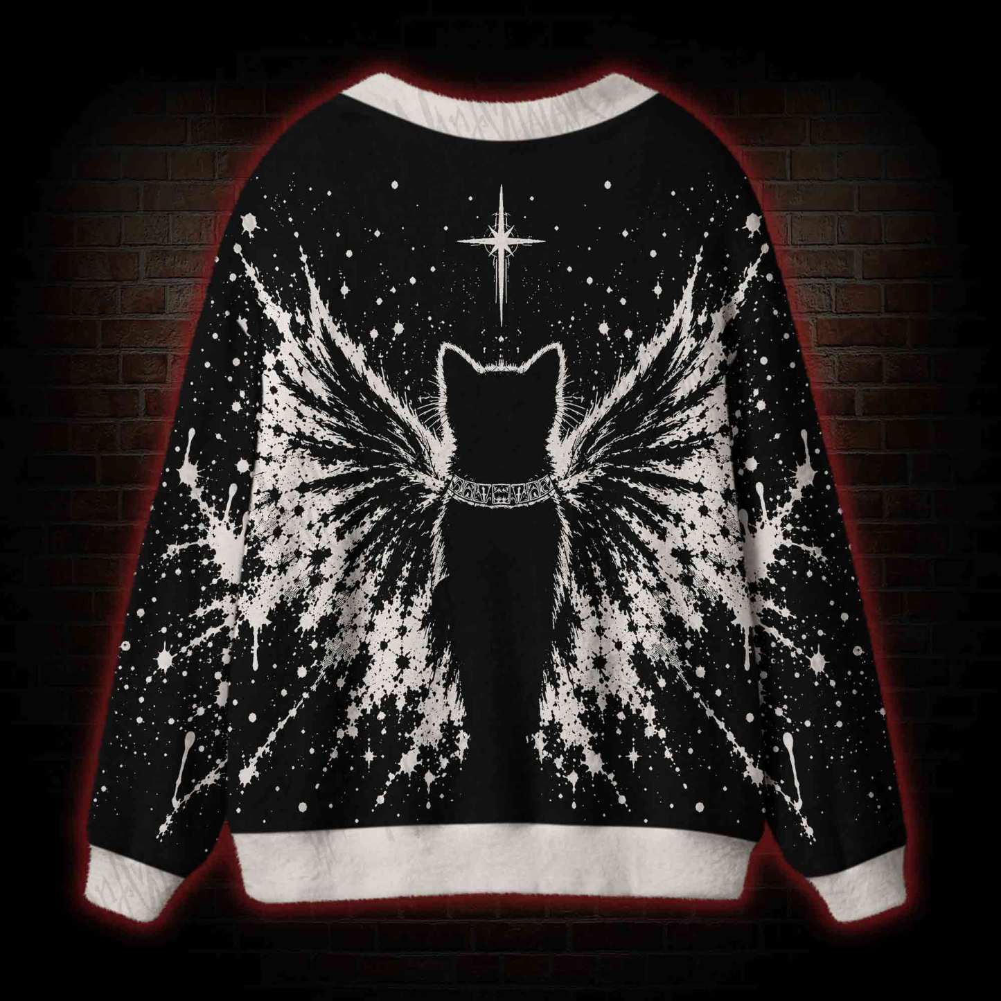 Cosmic Black Cat Cardigan Sweater