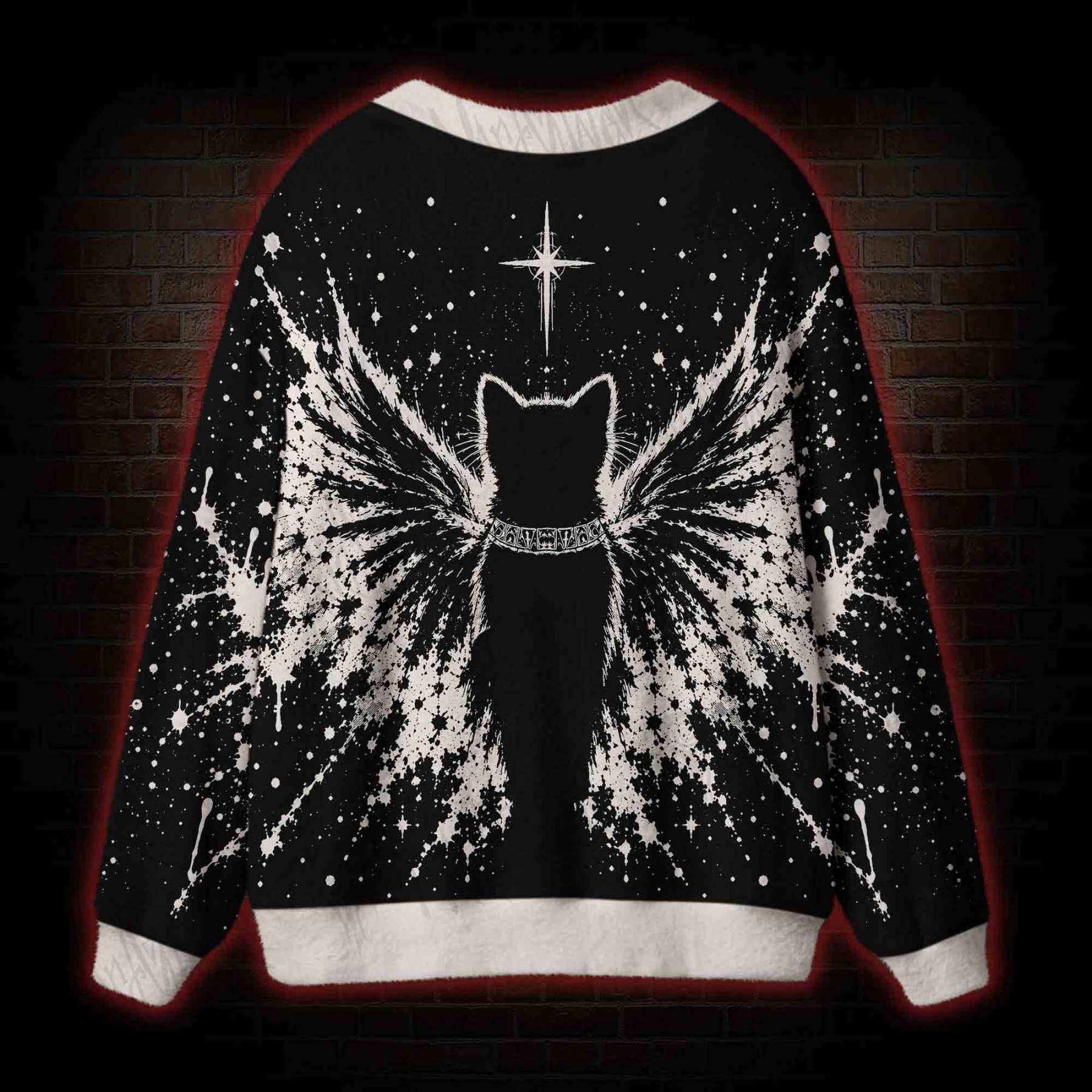 Cosmic Black Cat Cardigan Sweater