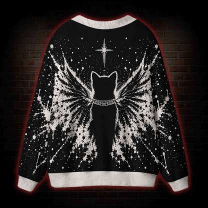 Cosmic Black Cat Cardigan Sweater