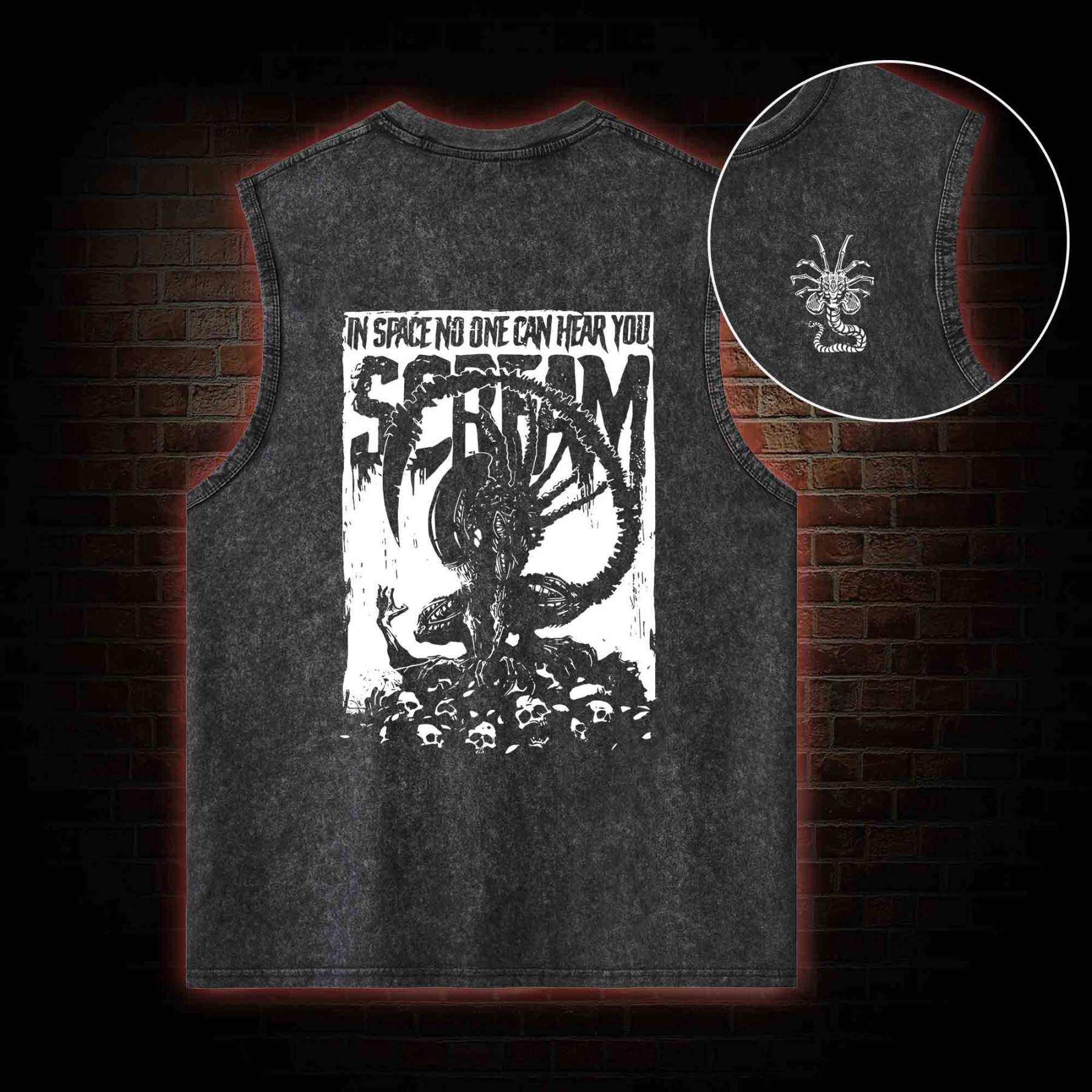 In Space No One Can Hear You Scream Back Print Washed Tank Top