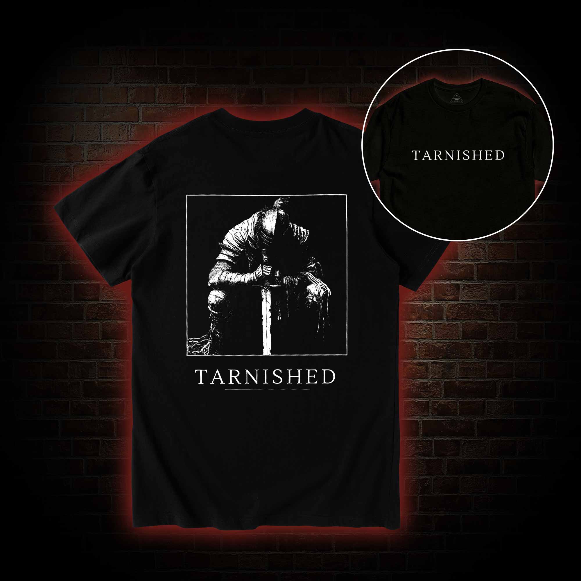 Dark Knight With Sword Back Print T-Shirt