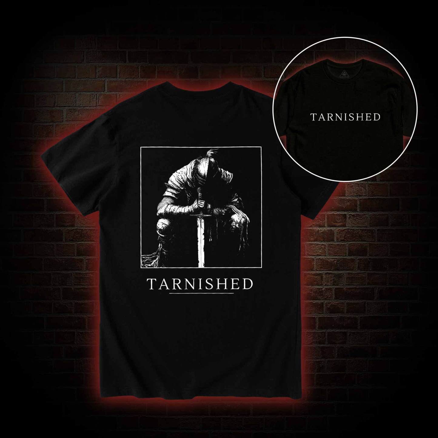 Dark Knight With Sword Back Print T-Shirt