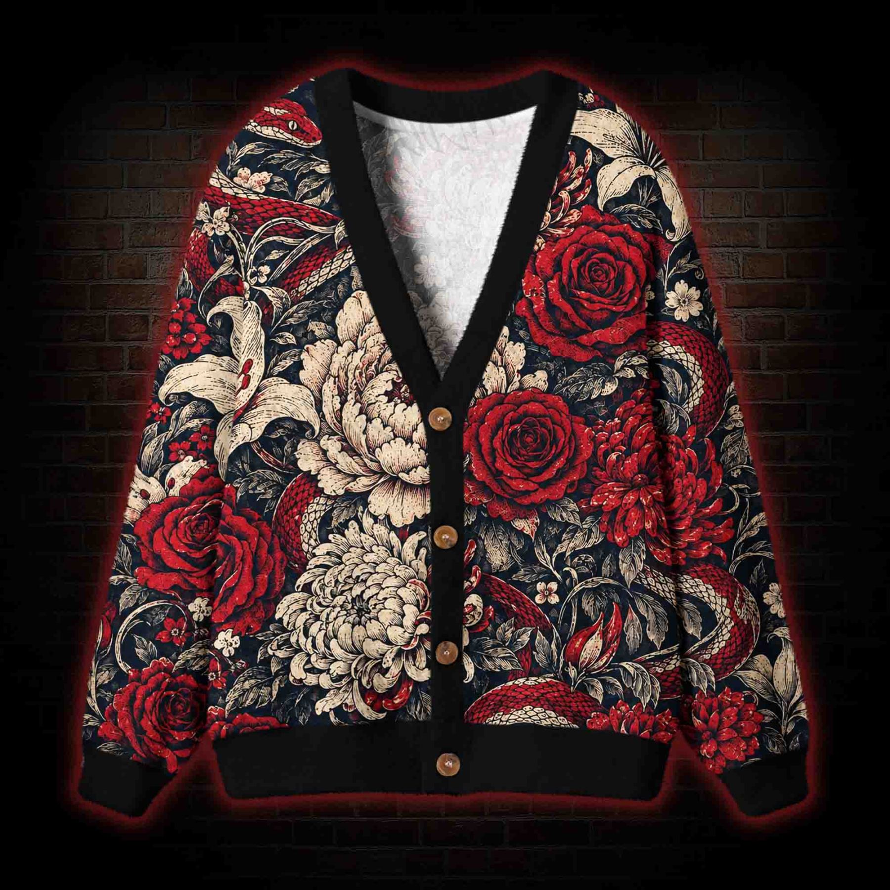 Crimson Bone Garden Cardigan Sweater