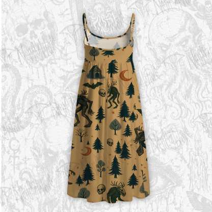 Wendigo in the Forest Strap Midi Sundress