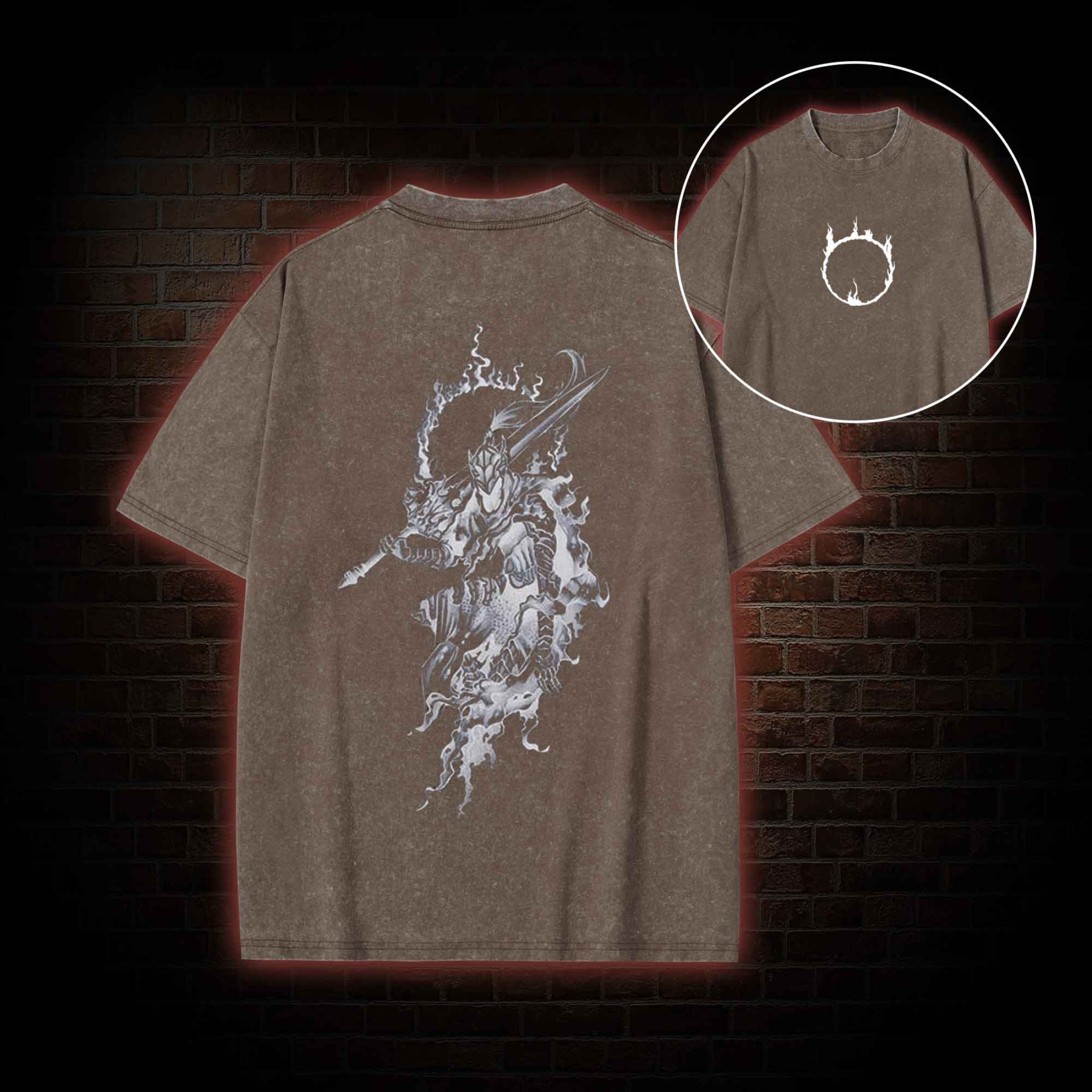 2525 back print Washed T-shirt