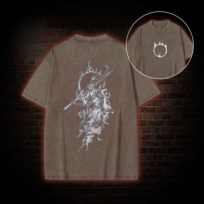 2525 back print Washed T-shirt