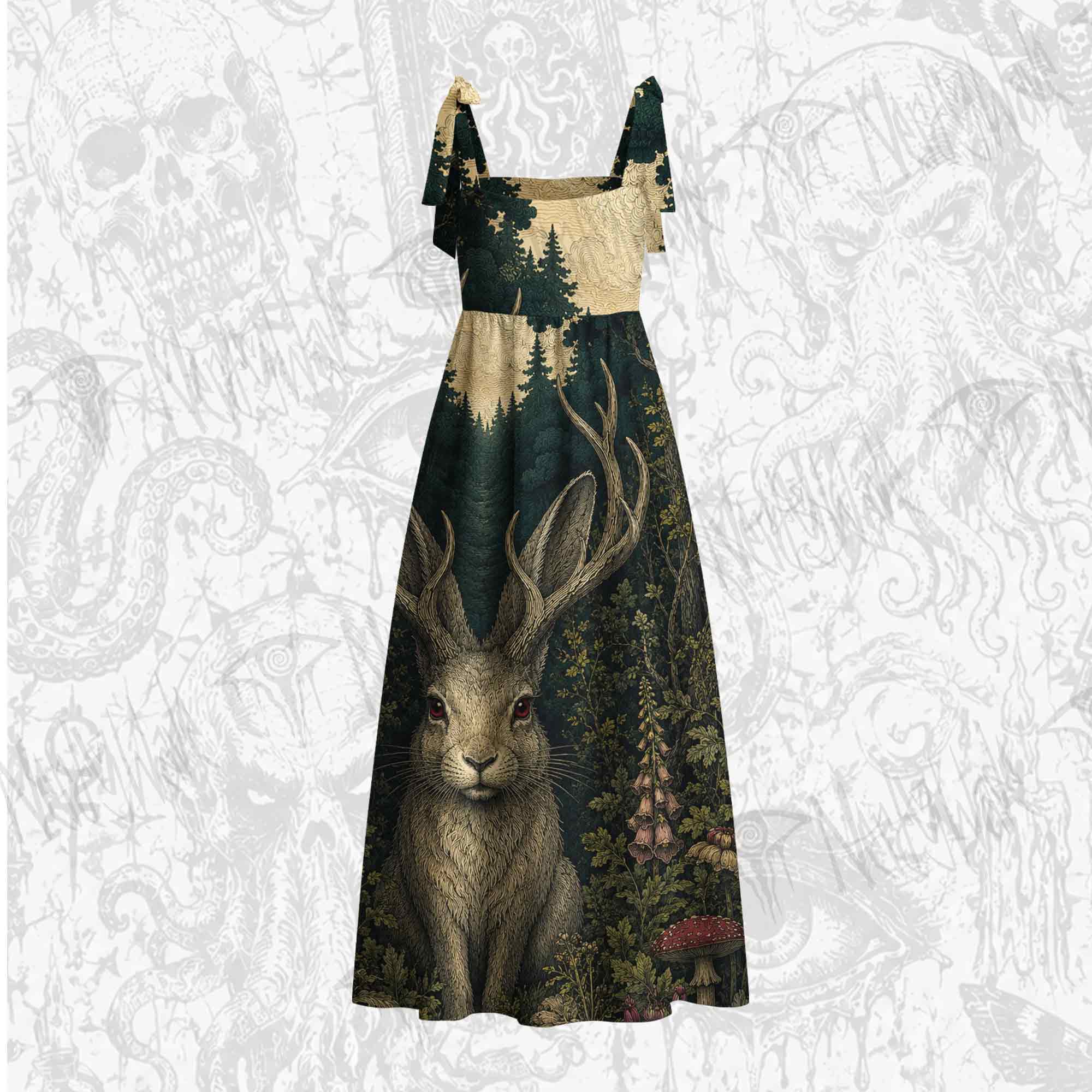 Jackalope in the JungleTie Shoulder Maxi Dress