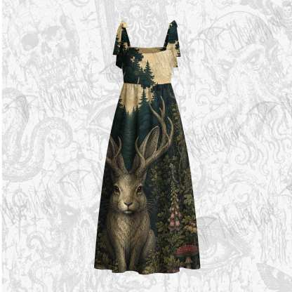 Jackalope in the JungleTie Shoulder Maxi Dress
