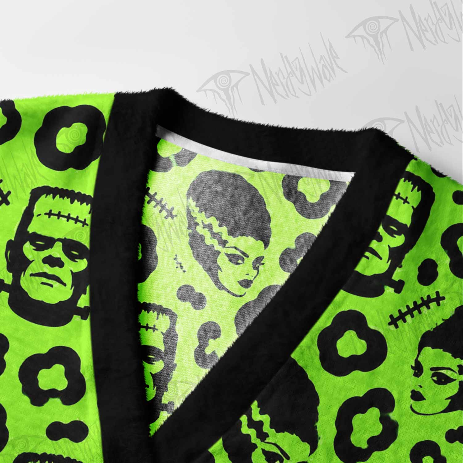 Neon Green Monster Cardigan Sweater