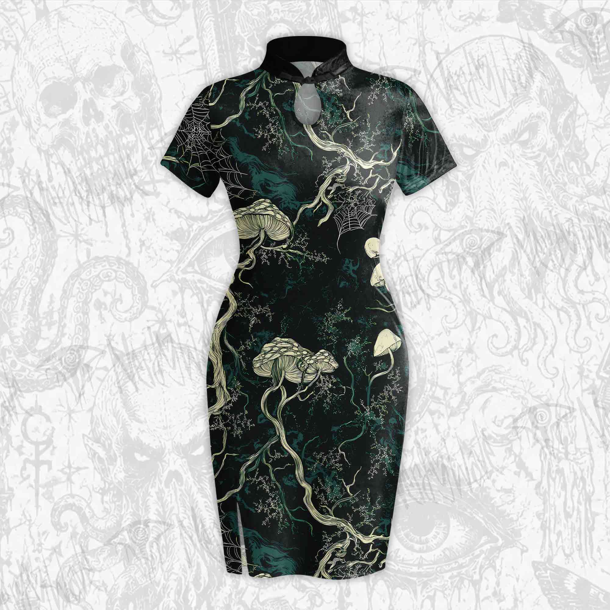Mysterious Dark Forest Velvet Mini Dress