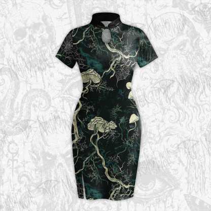 Mysterious Dark Forest Velvet Mini Dress
