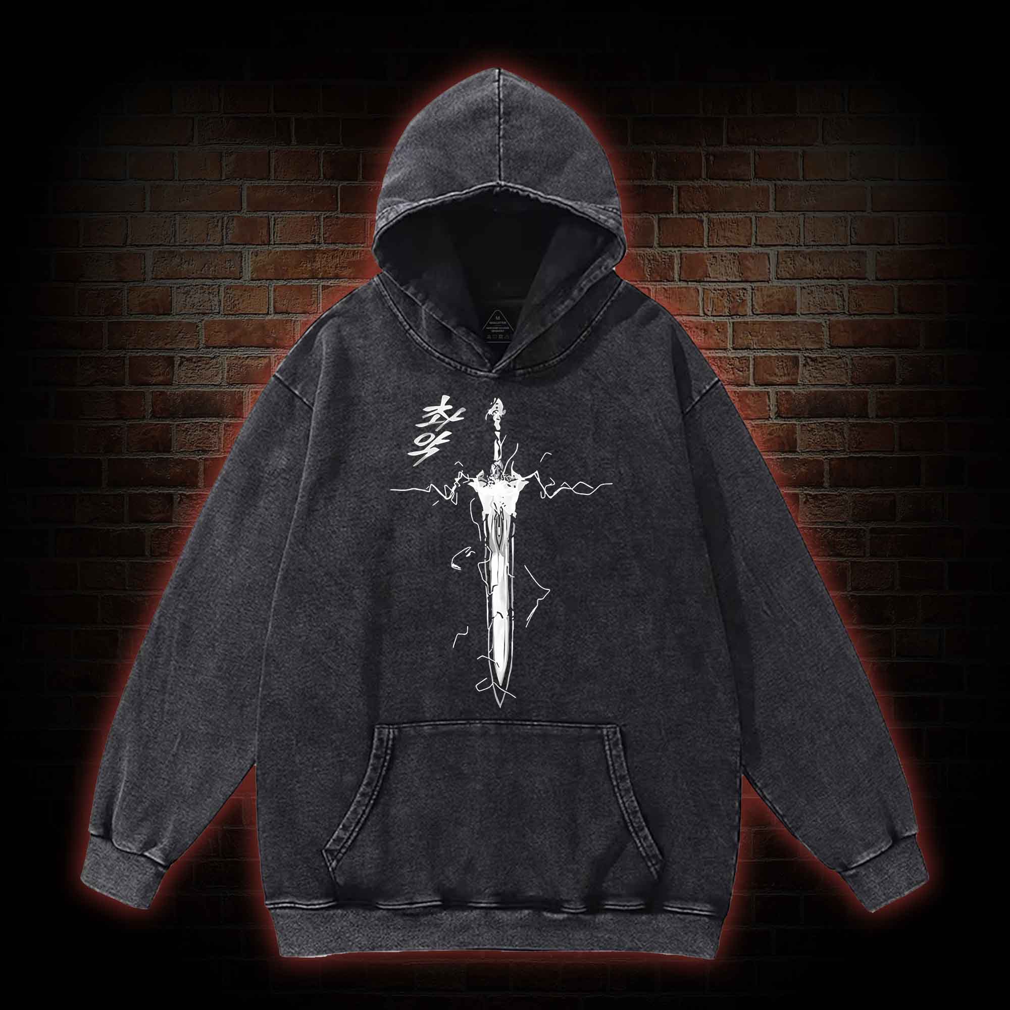 Weak Hunter Back Print Washed Hoodie