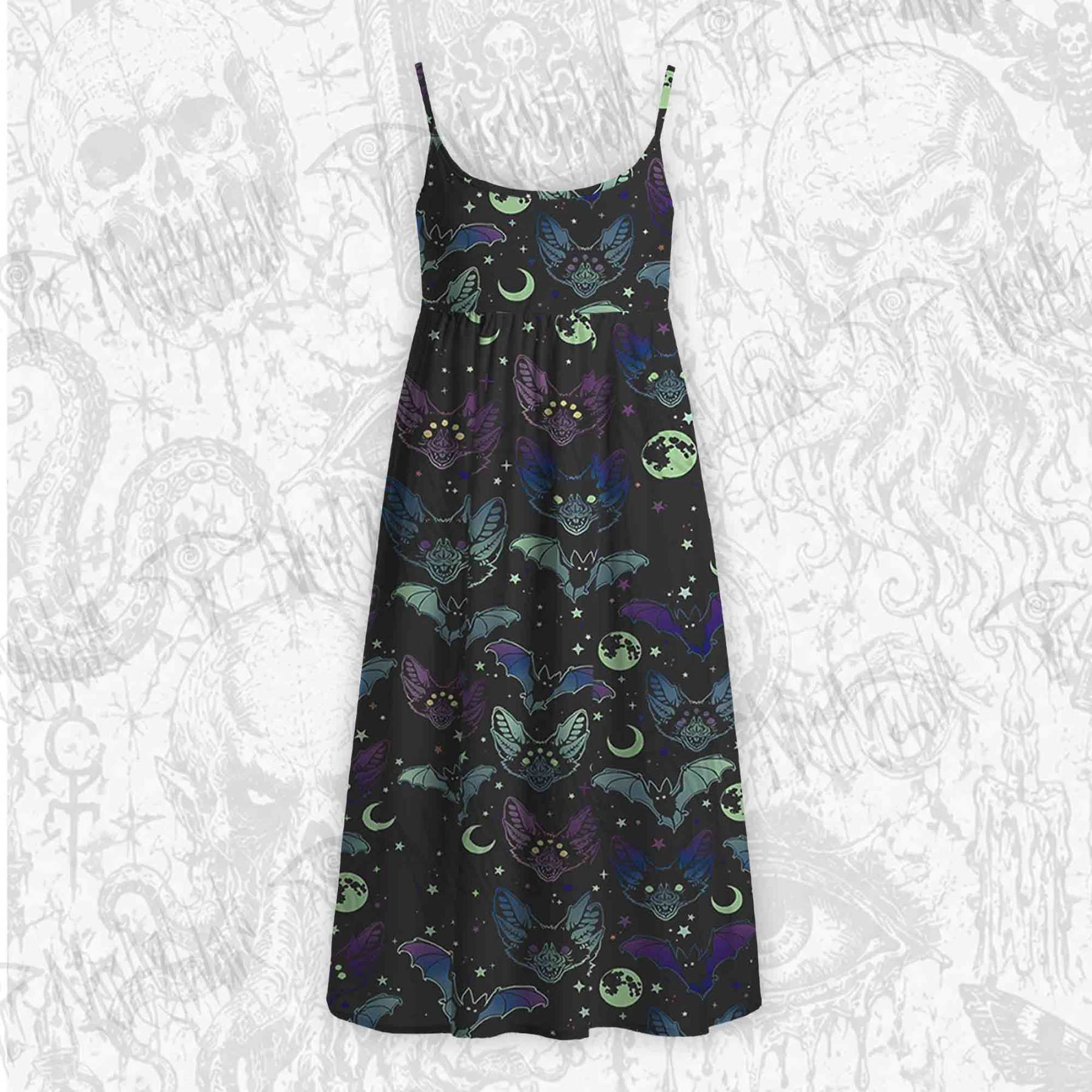 Bats Strap Midi Sundress