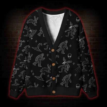 Cryptid UFO Doodle Cardigan Sweater