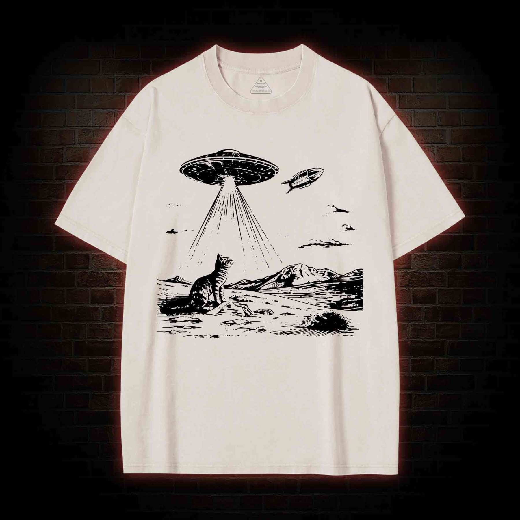 Ufo Cat Washed T-shirt