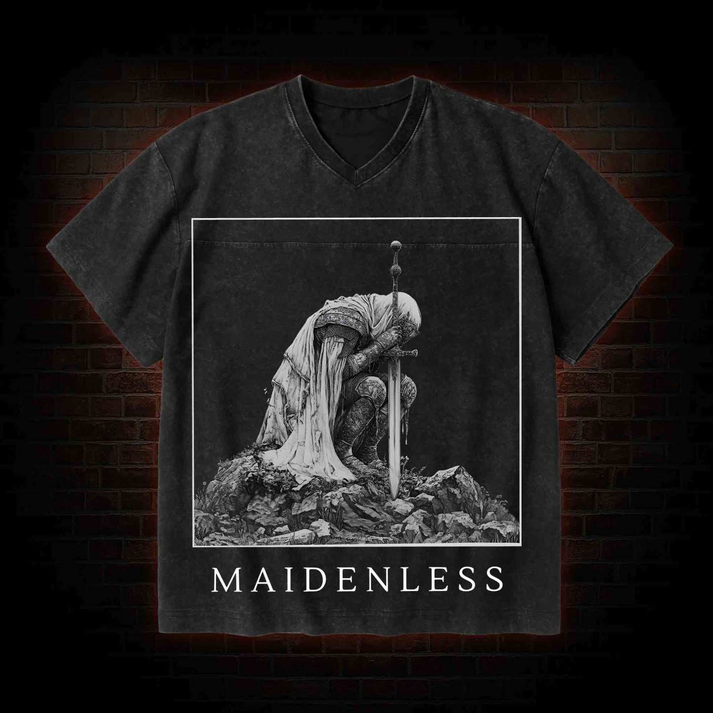 Maidenless V-Neck Streetwear Washed T-shirt