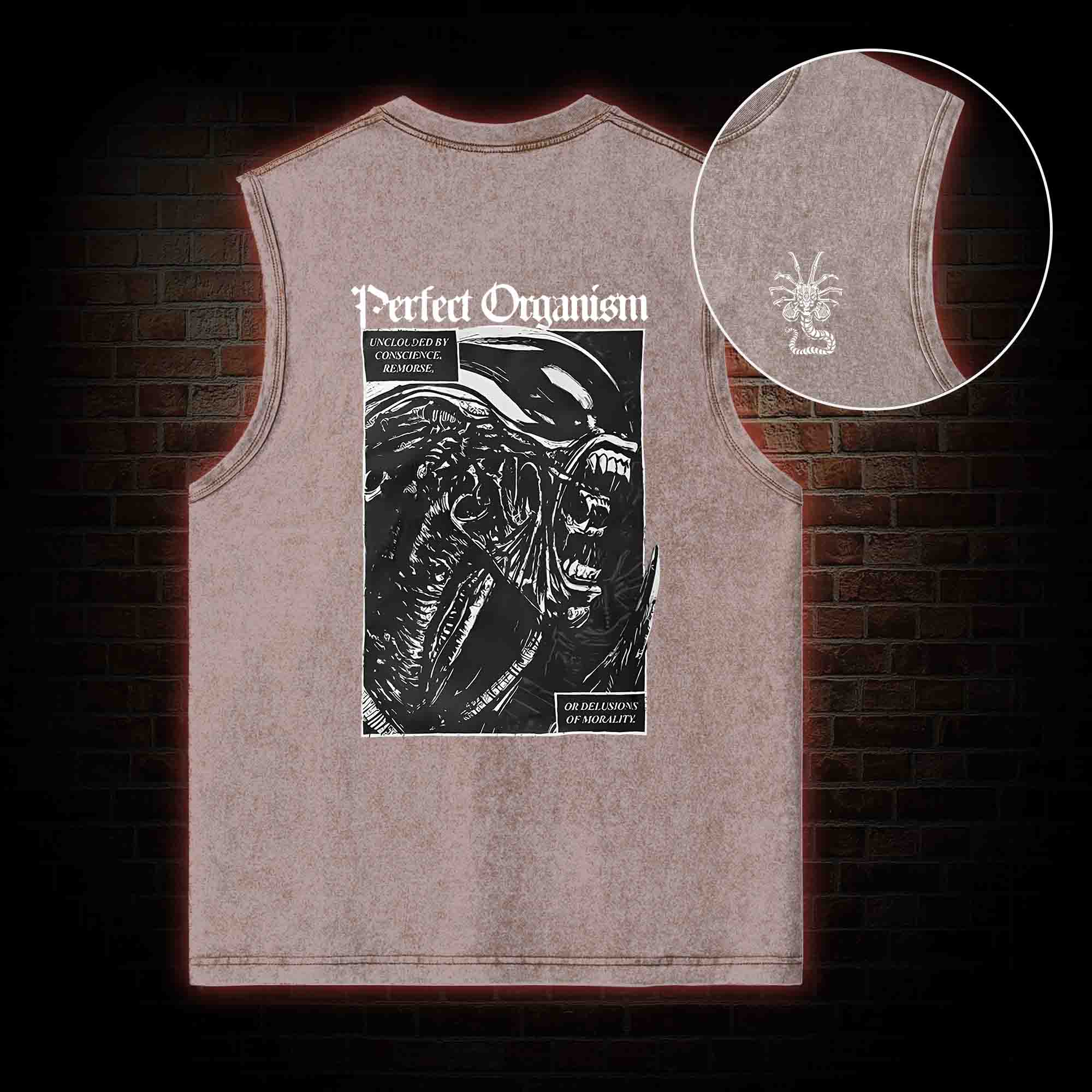 Alien Perfect Organism Back Print Washed Tank Top