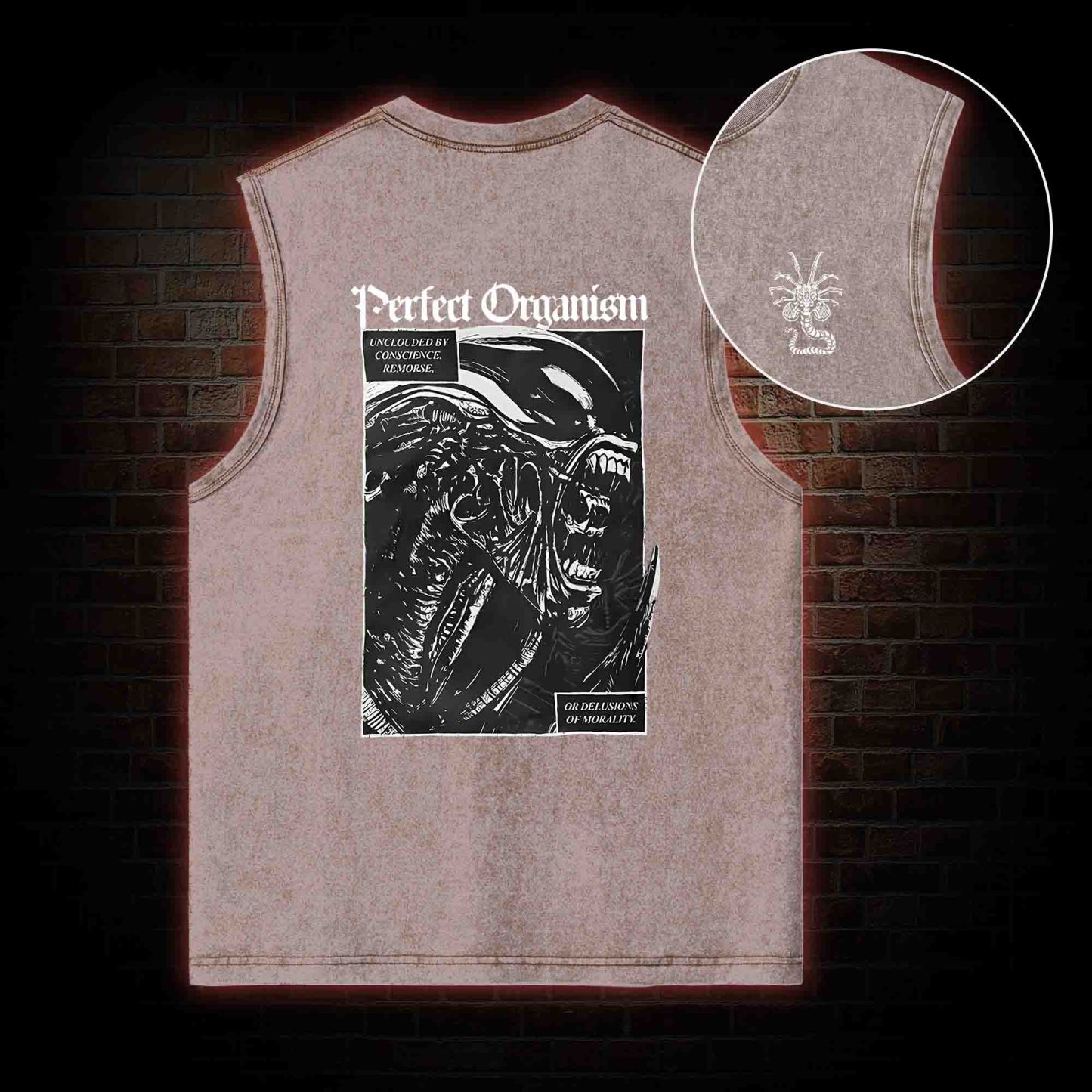 Alien Perfect Organism Back Print Washed Tank Top