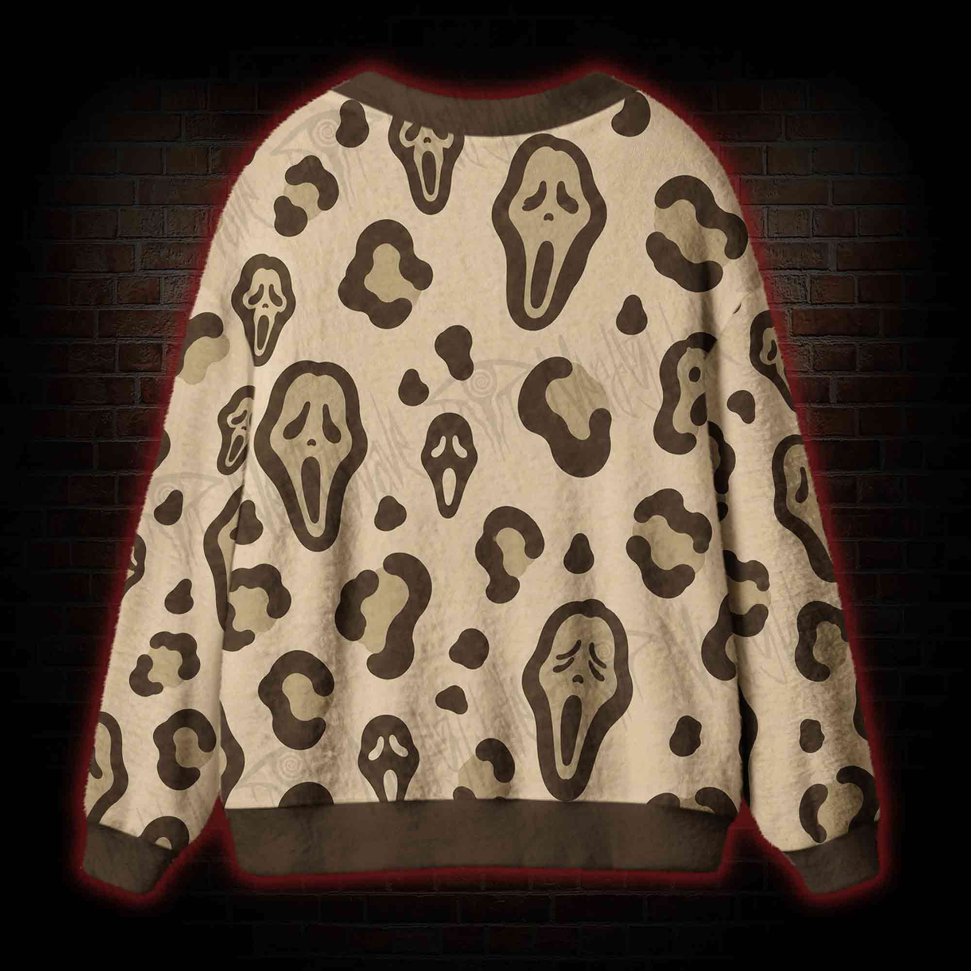 Leopard Ghostface Cardigan Sweater