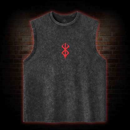 Berserker Mask Back Print Washed Tank Top