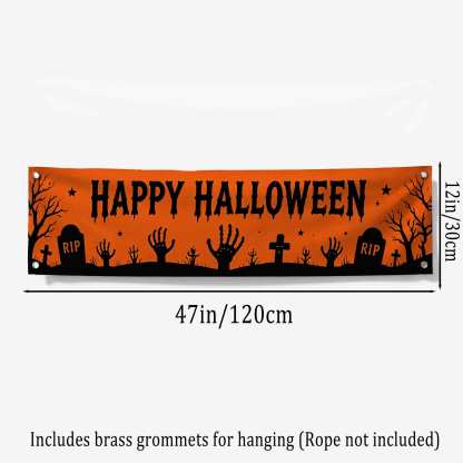 Cemetery Happy Halloween Banner