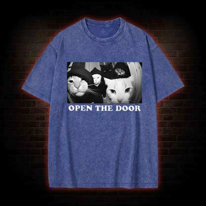 Cats Open Door Washed T-shirt