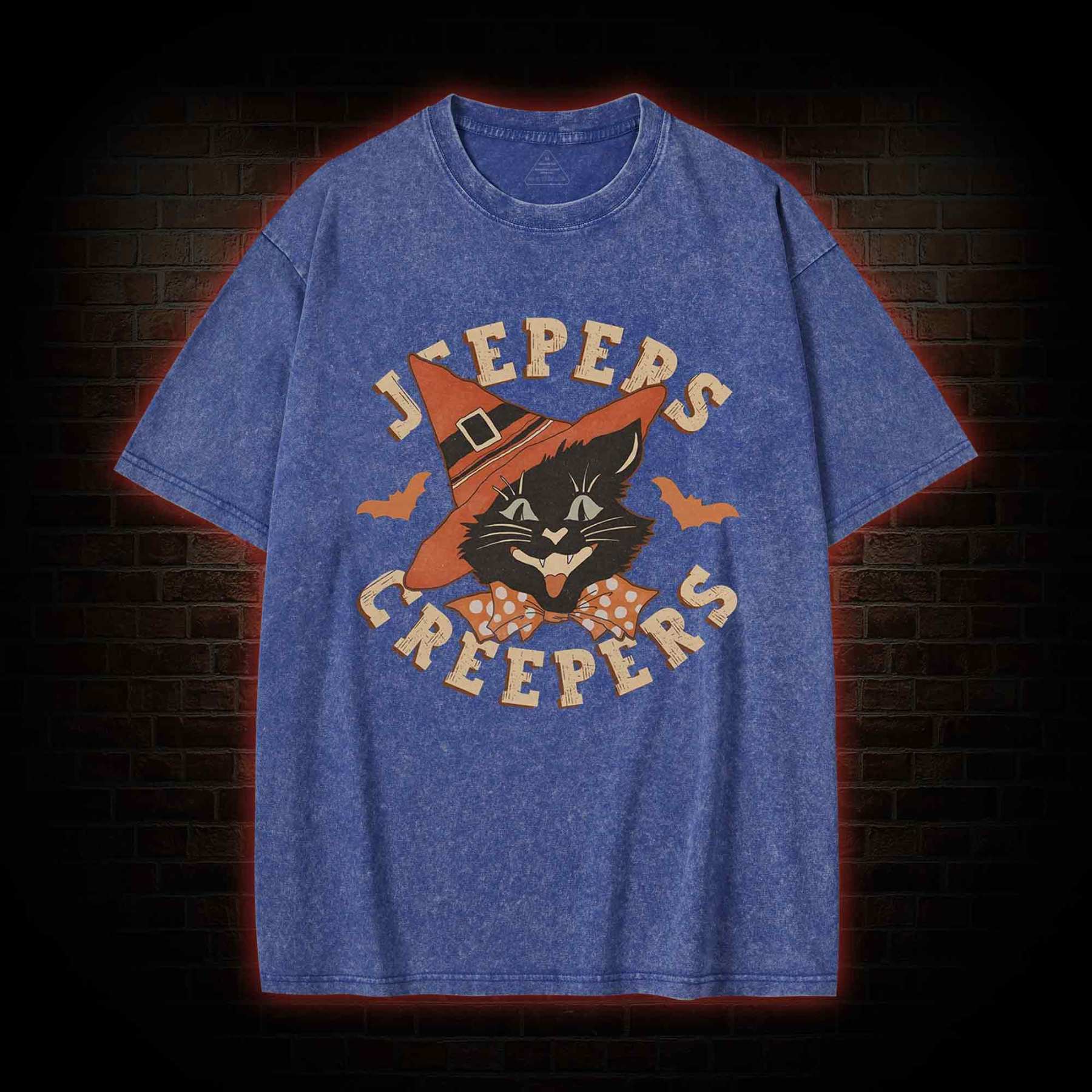 Halloween Black Cat Washed T-shirt