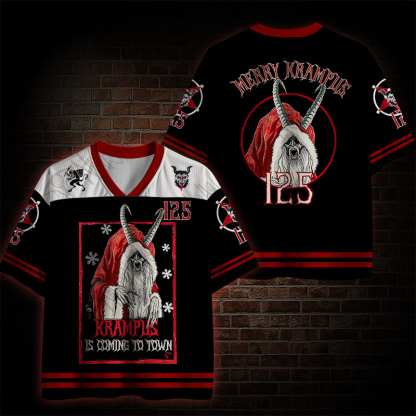 Krampus Is Coming To Town Dark Christmas Mesh Jersey