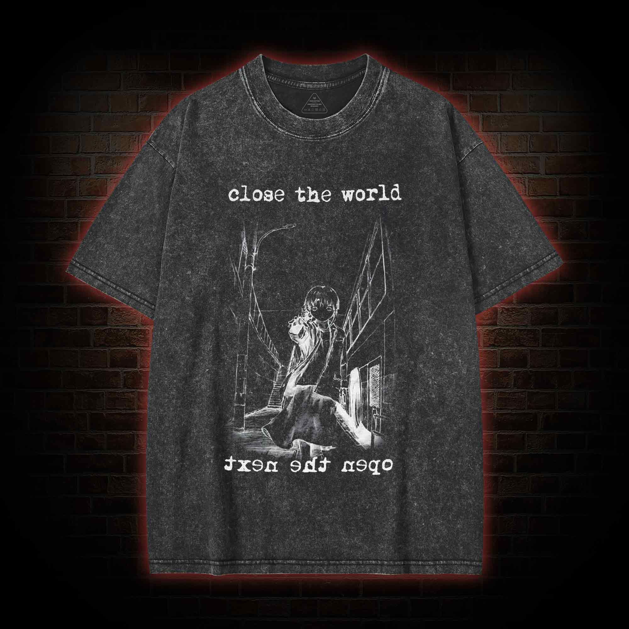 Close the World Open the Next Washed T-shirt