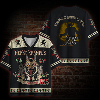 Be Good Or Else Krampus Christmas Mesh Jersey