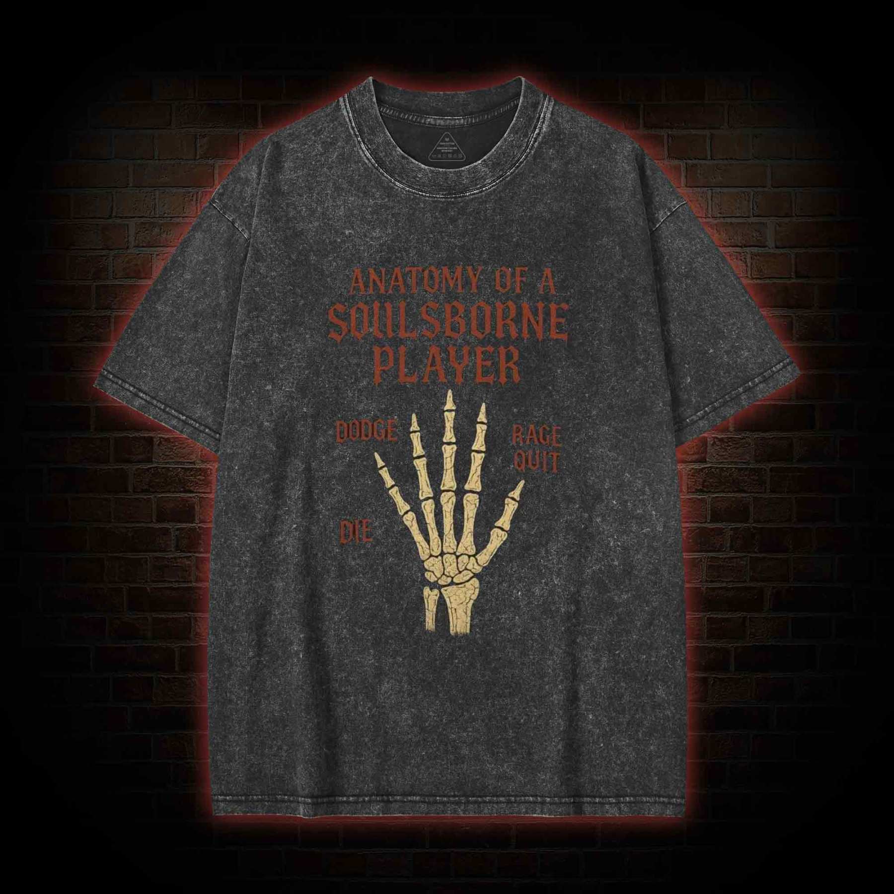 Anatomy of a Soulsborne Player Washed T-shirt