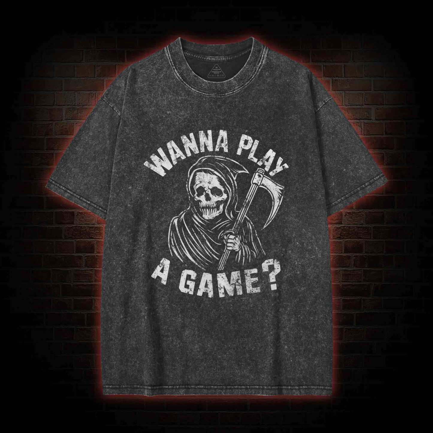 Wanna Play A Game Grim Reaper Washed T-shirt