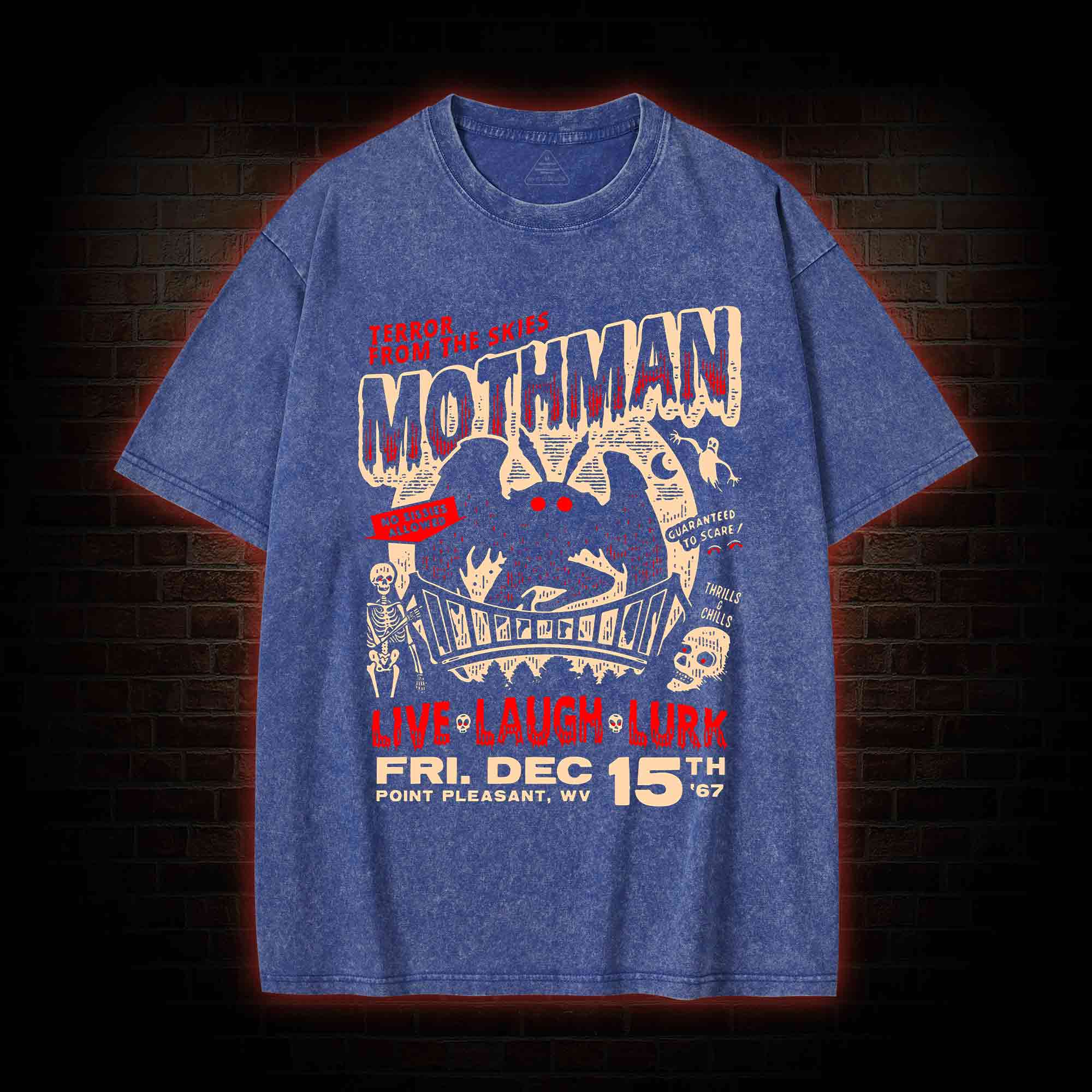 Mothman Live Laugh Lurk Washed T-Shirt