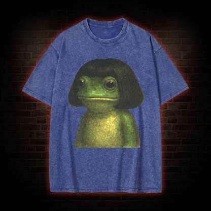 Frog With Bob Haircut Washed T-shirt
