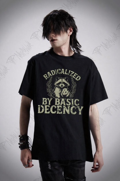Radicalized by Basic Decency Raccoon T-shirt