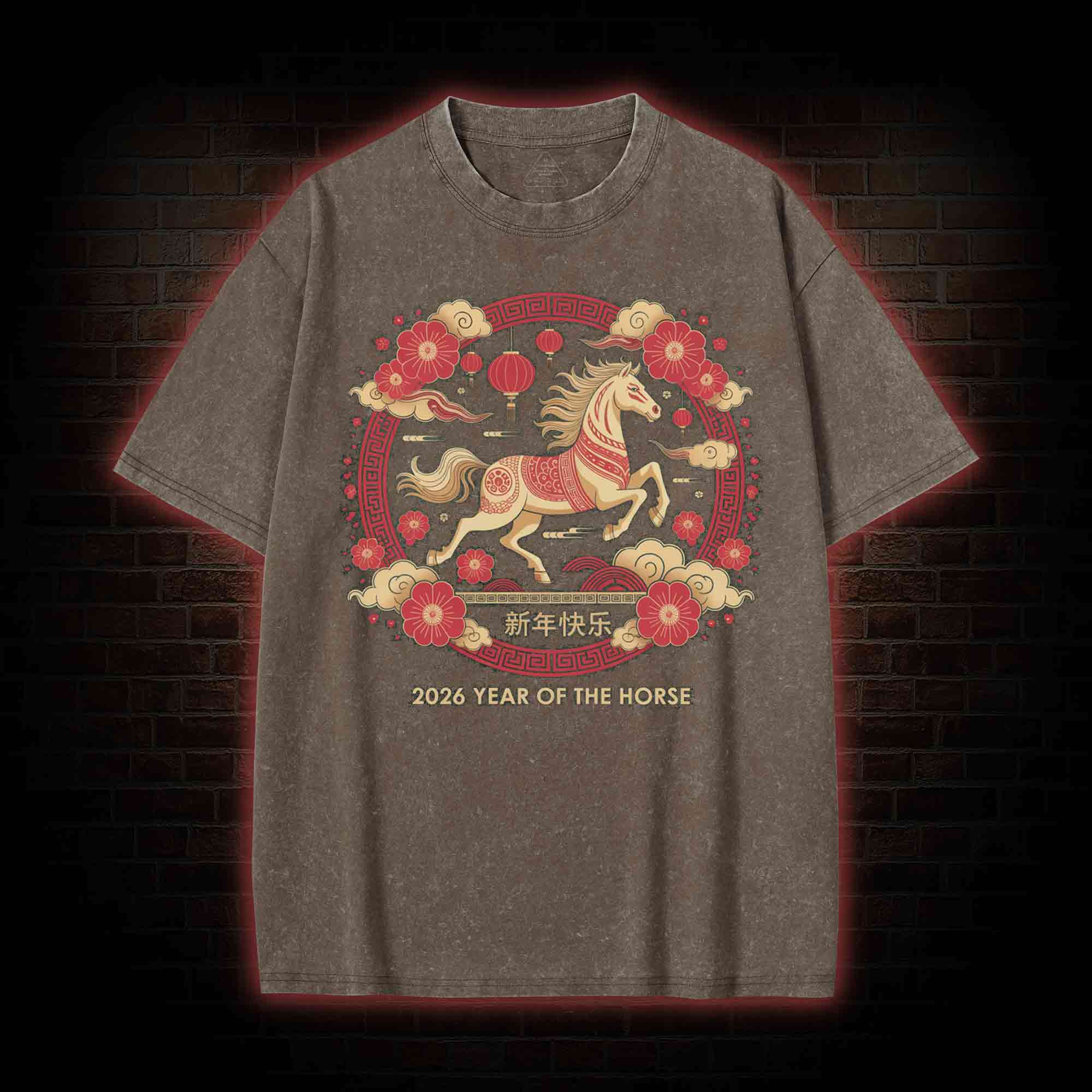 Chinese Horse New Year Washed T-shirt