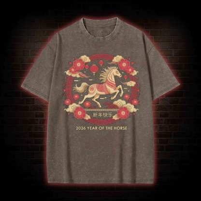 Chinese Horse New Year Washed T-shirt