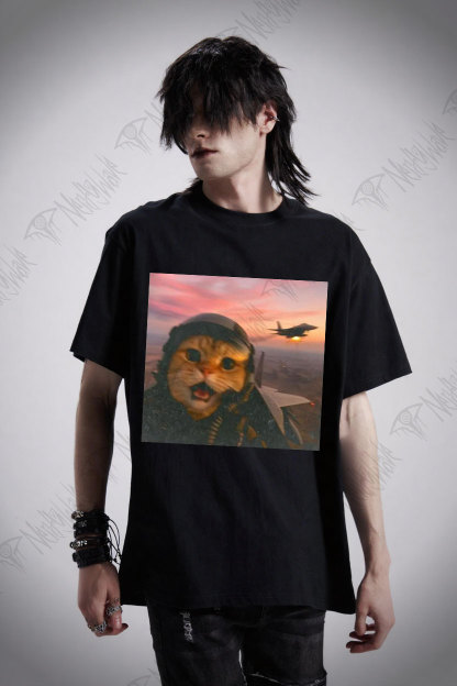 Funny Fighter Pilot Cat T-shirt